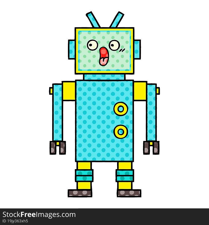 comic book style cartoon of a robot