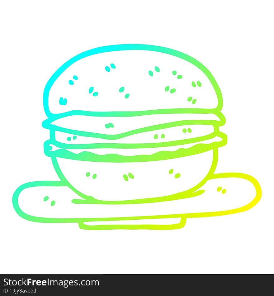 cold gradient line drawing cartoon burger