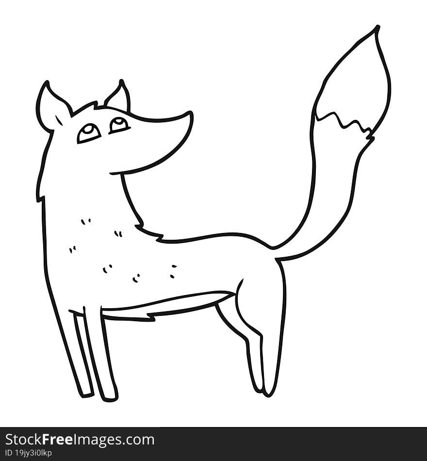 black and white cartoon wolf