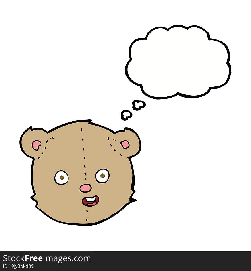 cartoon teddy bear head with thought bubble