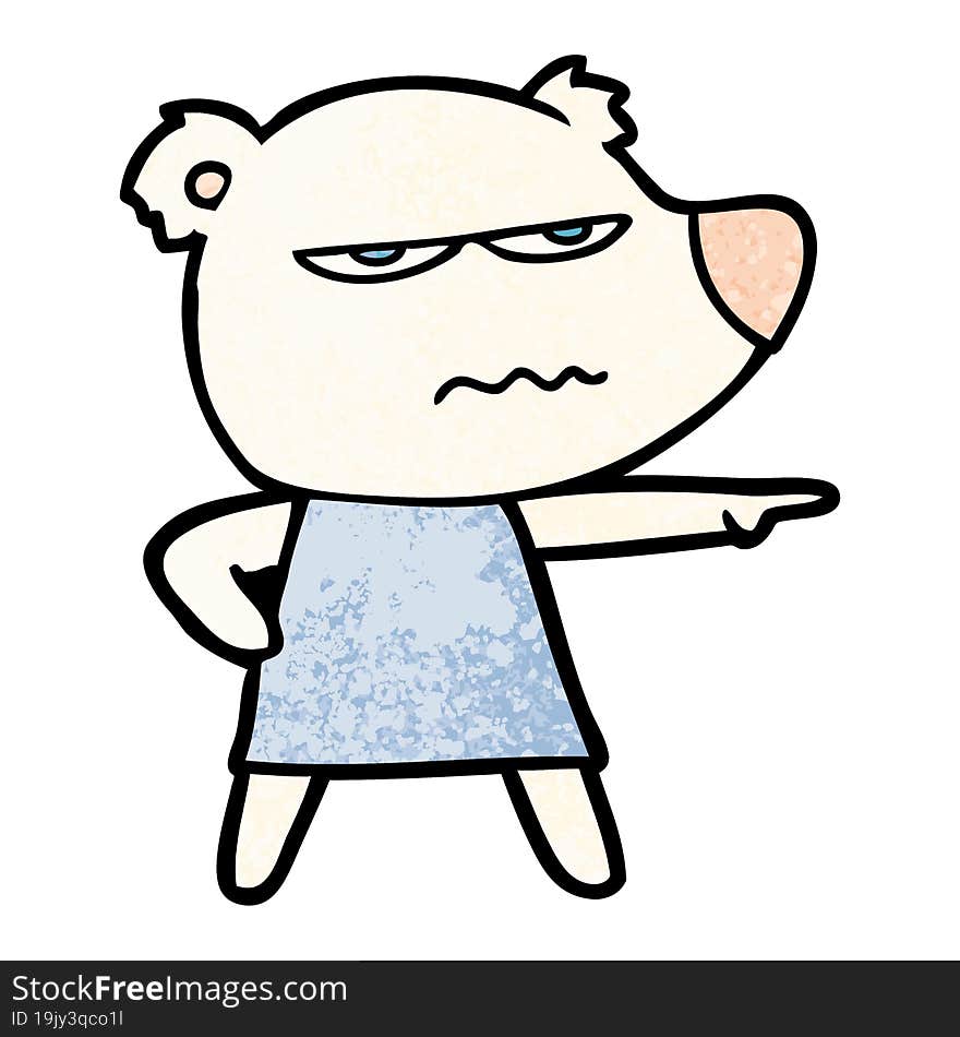 cartoon angry bear polar girl pointing. cartoon angry bear polar girl pointing