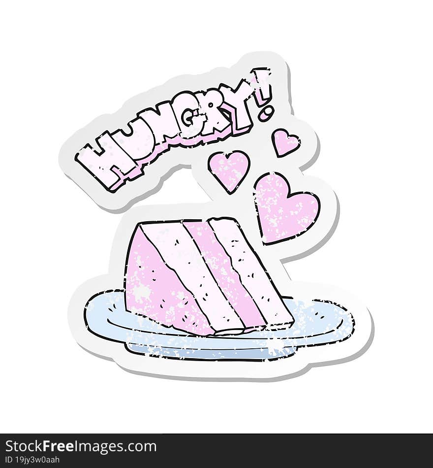 retro distressed sticker of a cartoon lovely cake