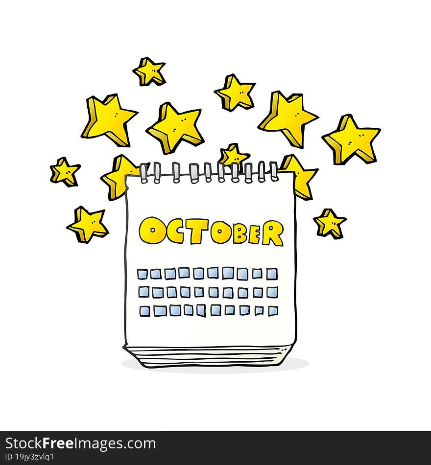 cartoon calendar showing month of october