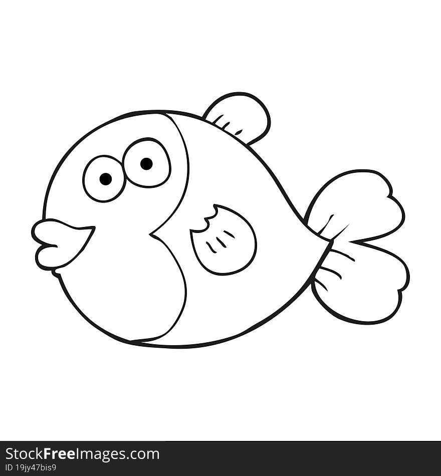 black and white cartoon fish