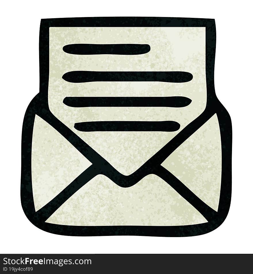 retro grunge texture cartoon letter and envelope