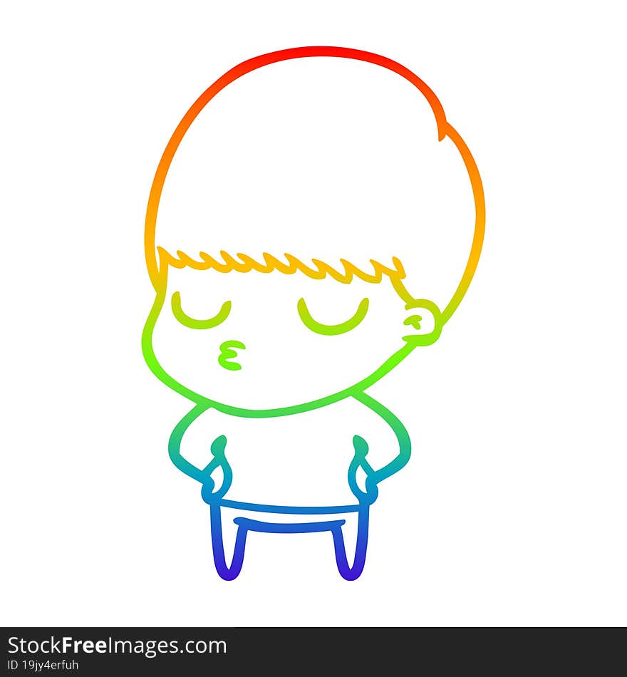 rainbow gradient line drawing cartoon calm boy