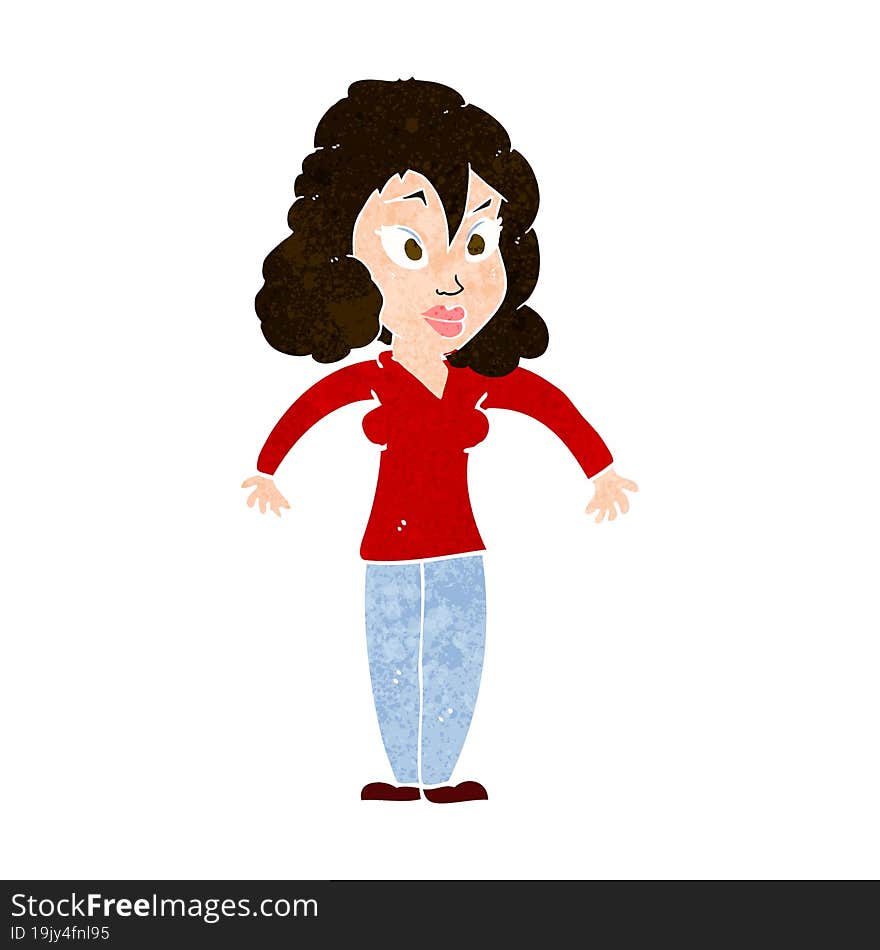 cartoon woman shrugging shoulders