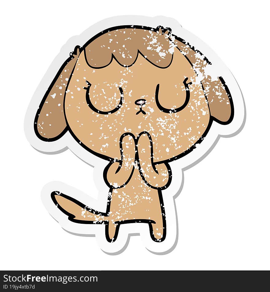 distressed sticker of a cute cartoon dog