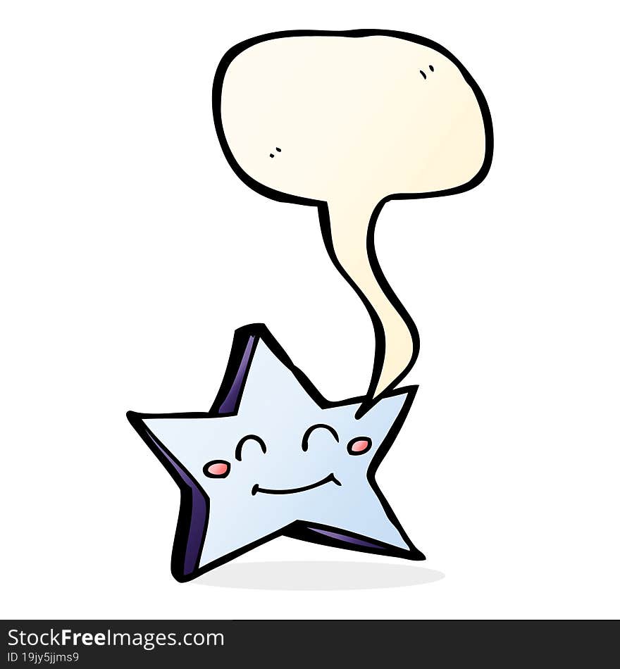 Cartoon Happy Star Character With Speech Bubble