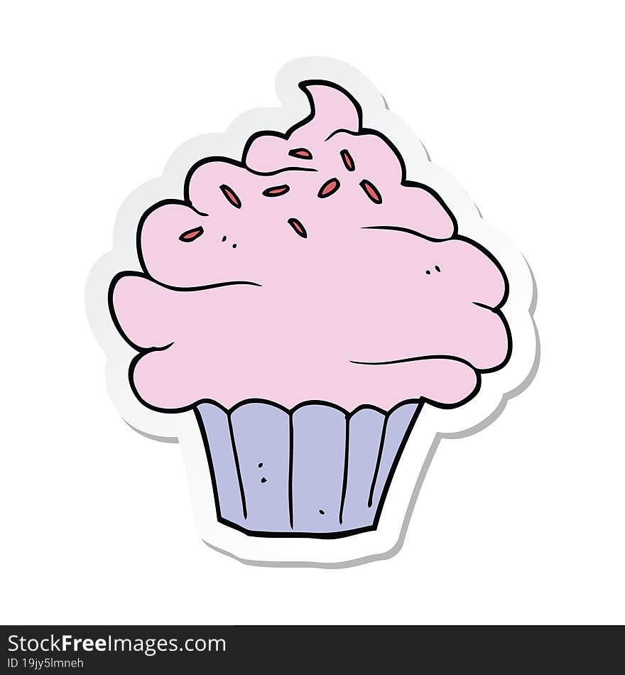 Sticker Of A Cartoon Cupcake