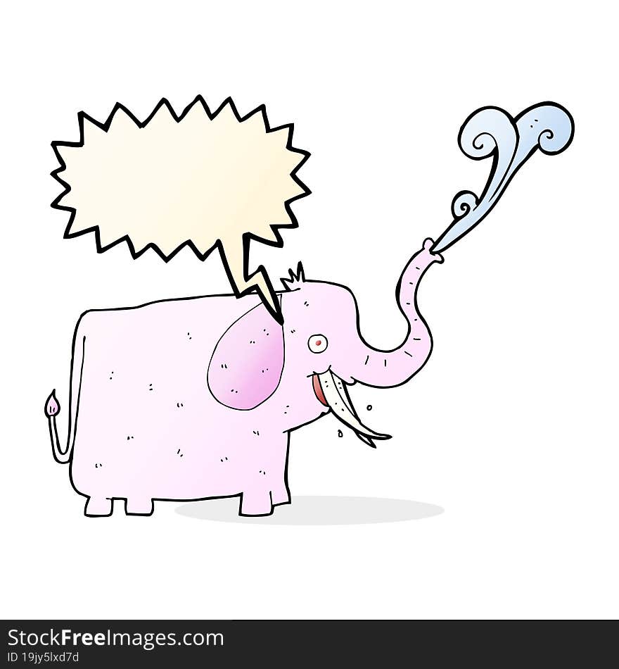 cartoon happy elephant with speech bubble