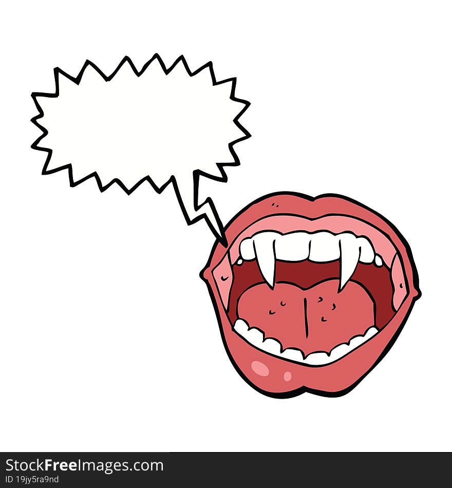 cartoon vampire mouth with speech bubble