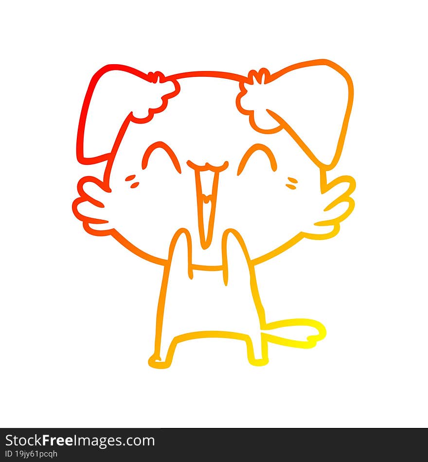 warm gradient line drawing happy little dog cartoon