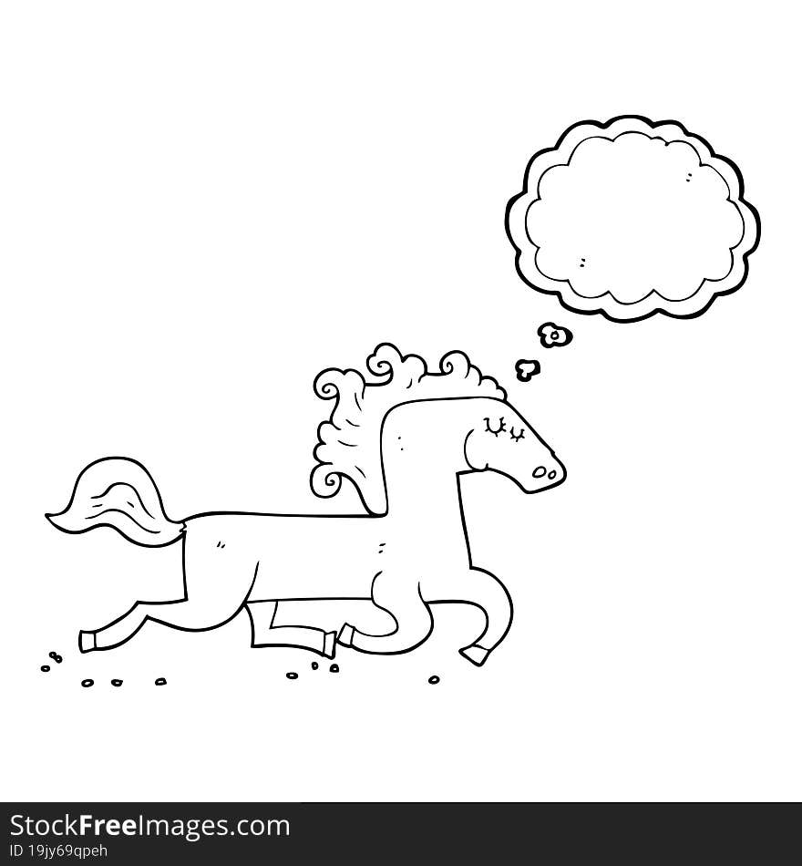 Thought Bubble Cartoon Running Horse