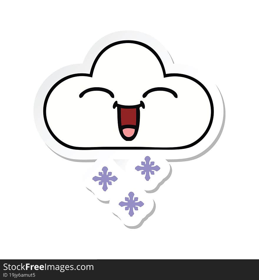 sticker of a cute cartoon snow cloud