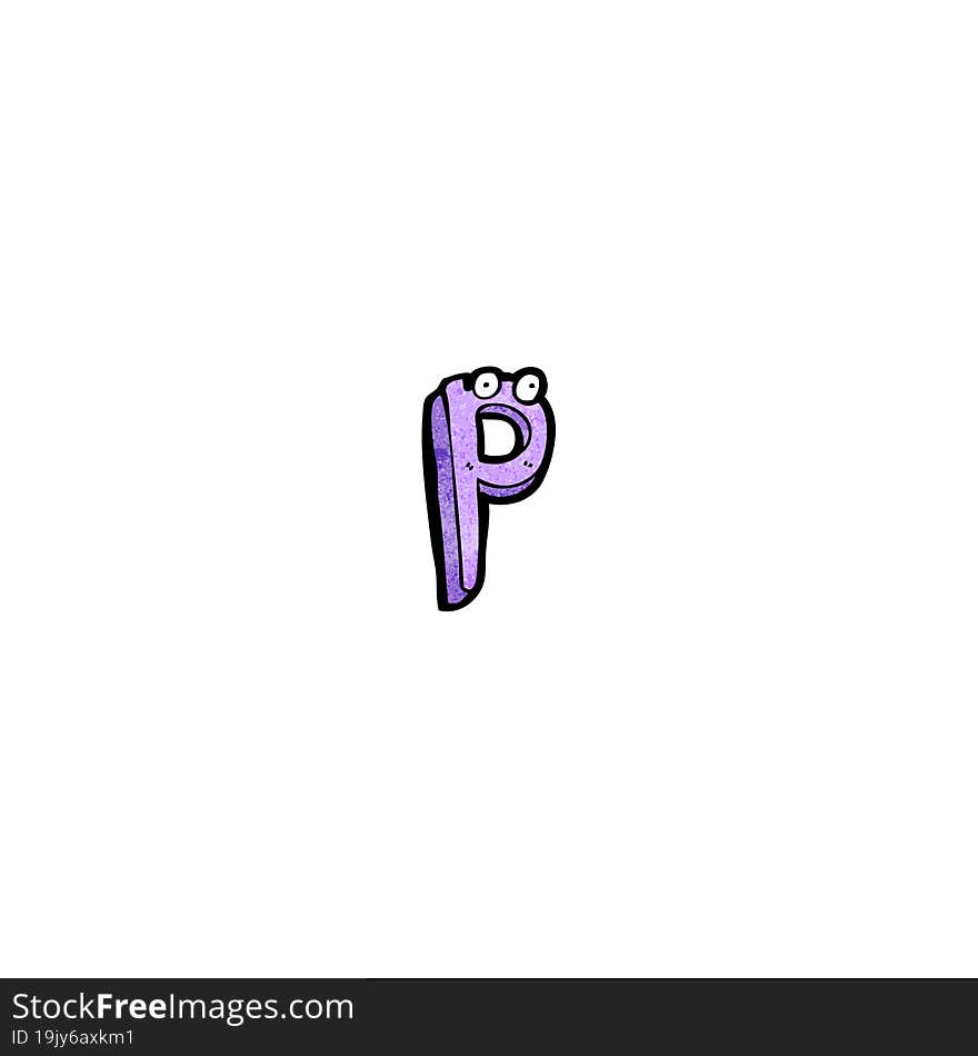 cartoon letter p with eyes