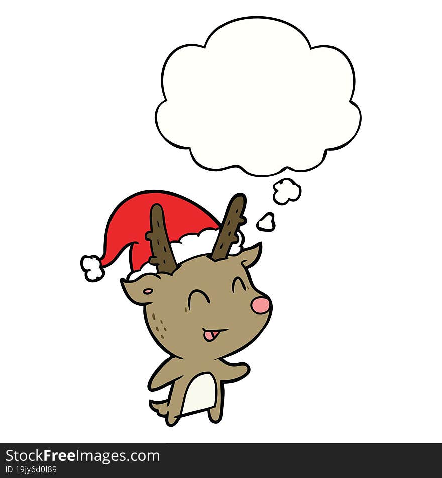 cartoon christmas reindeer with thought bubble