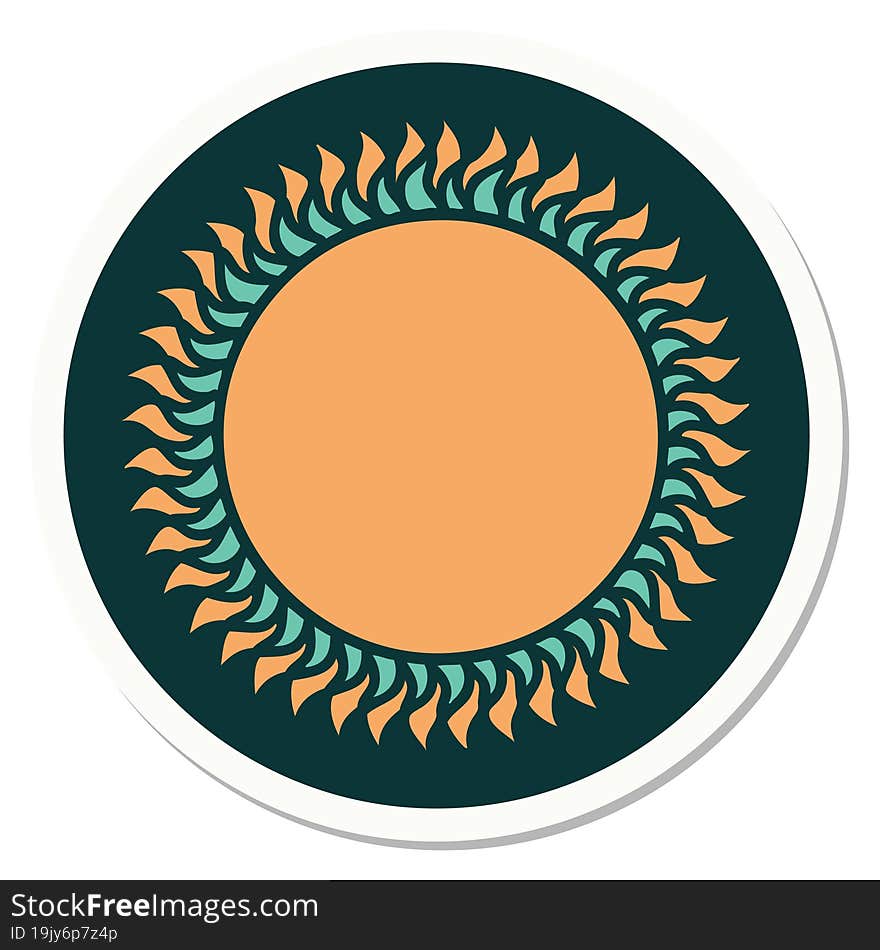 tattoo style sticker of a sun