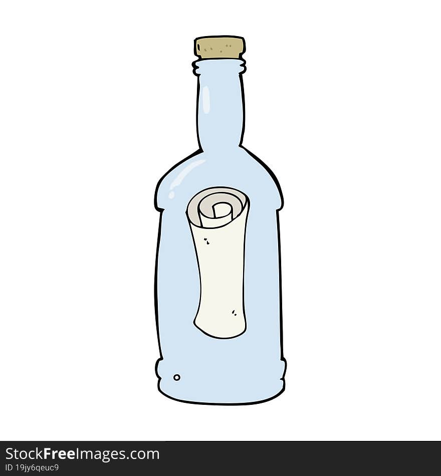 cartoon letter in a bottle