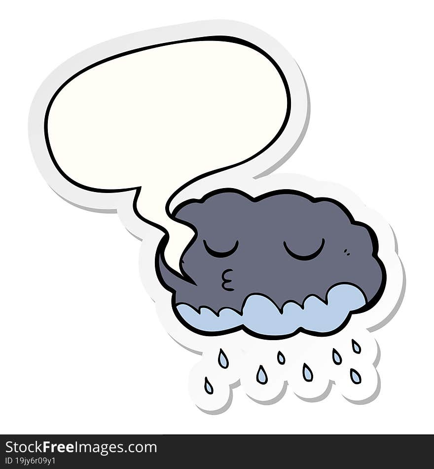 cartoon rain cloud with speech bubble sticker