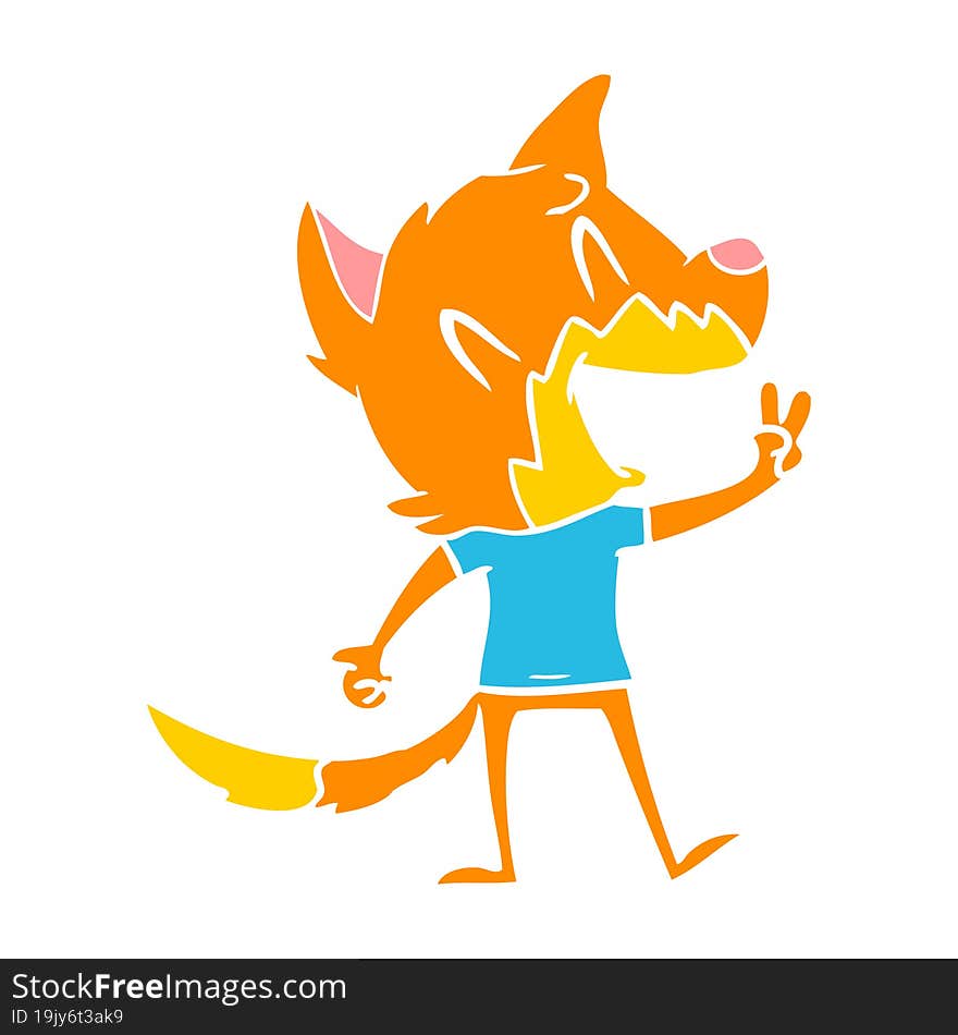 Laughing Fox Flat Color Style Cartoon