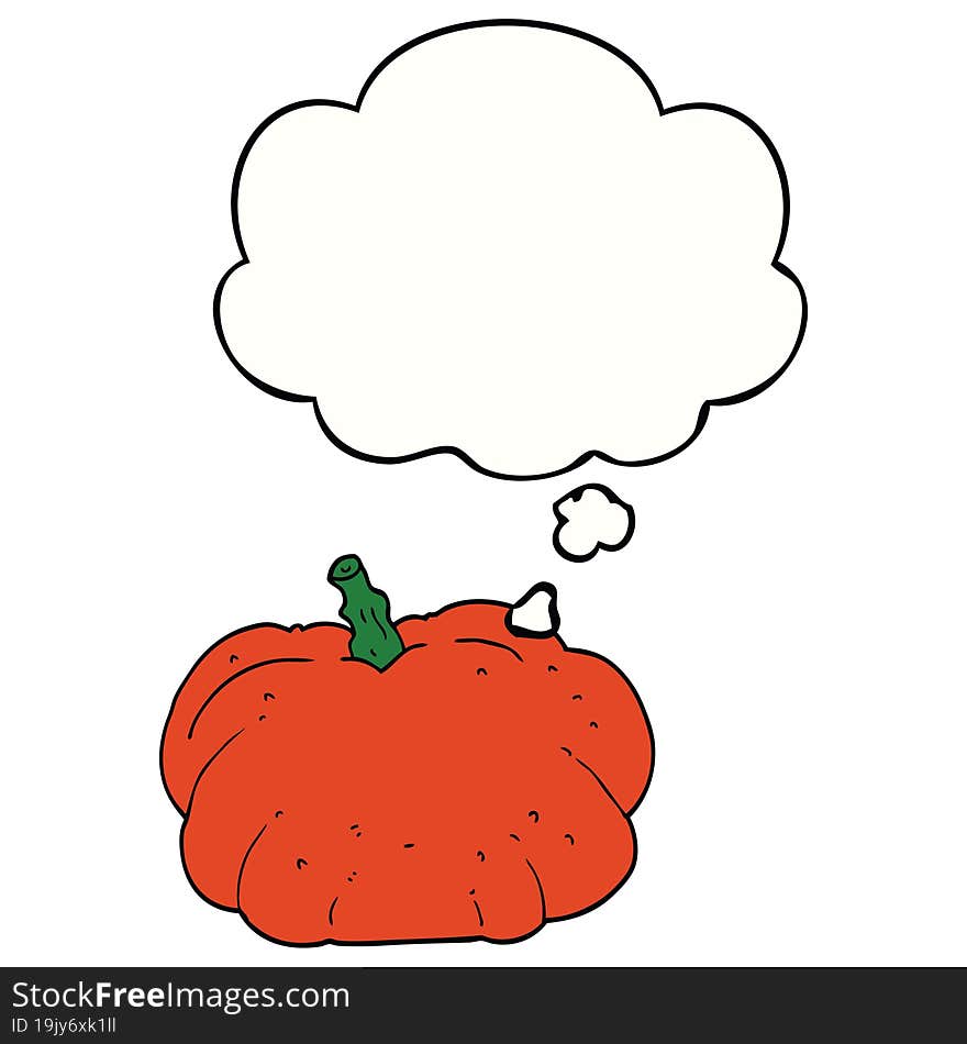 cartoon pumpkin with thought bubble. cartoon pumpkin with thought bubble