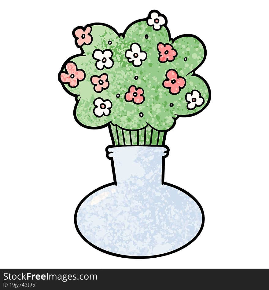 cartoon flowers in vase. cartoon flowers in vase