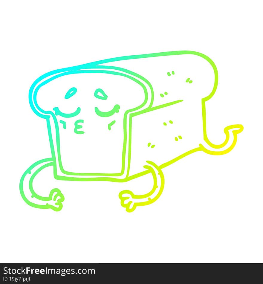 cold gradient line drawing cartoon loaf of bread