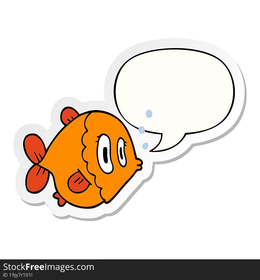 cartoon fish and speech bubble sticker