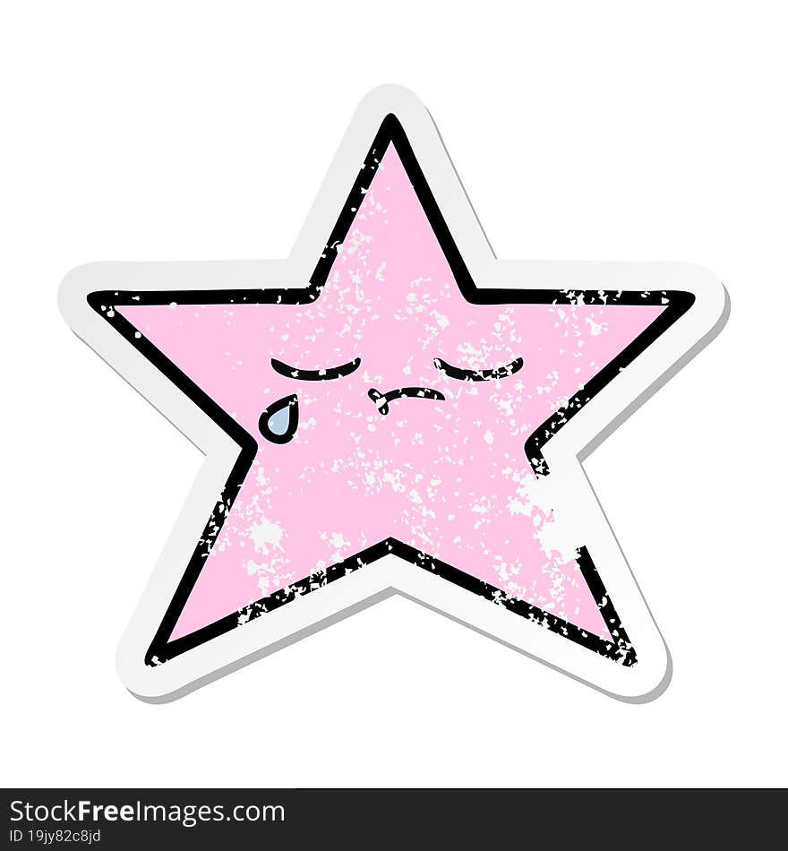 Distressed Sticker Of A Cute Cartoon Star Fish