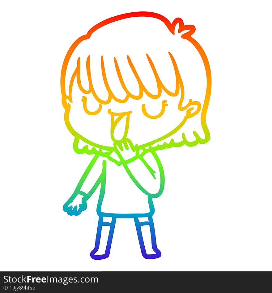 rainbow gradient line drawing of a cartoon woman