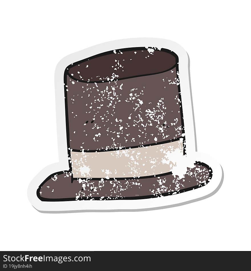 retro distressed sticker of a cartoon top hat