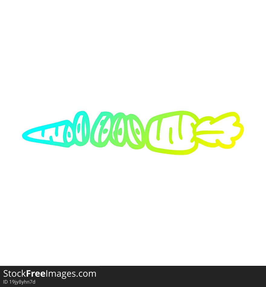 cold gradient line drawing of a cartoon chopped carrot