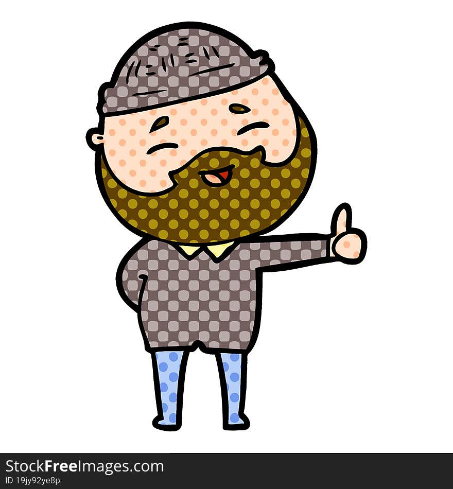 cartoon happy bearded man. cartoon happy bearded man