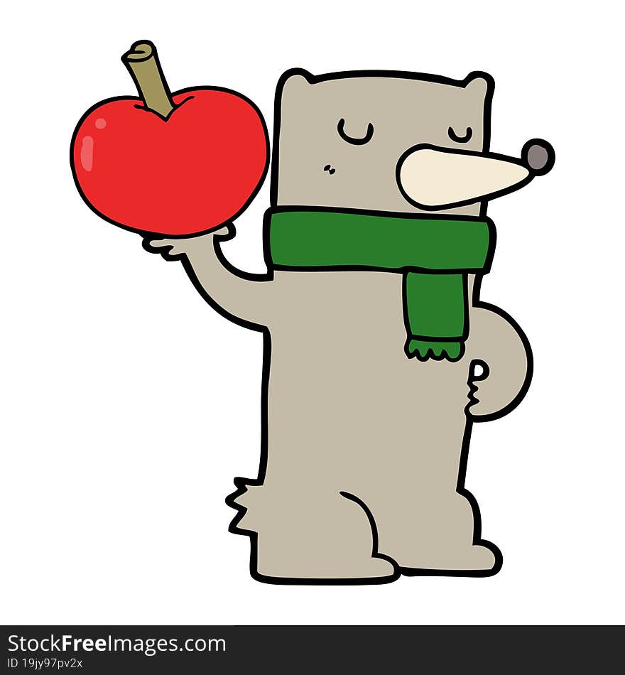 cartoon bear with apple