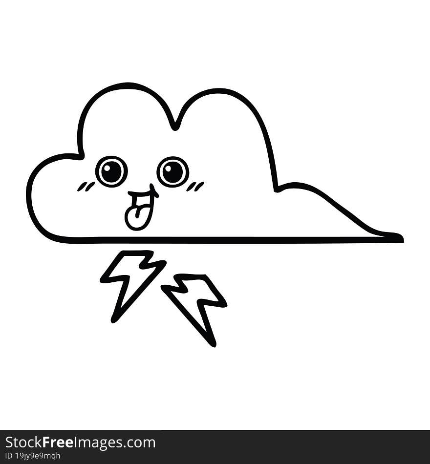 Line Drawing Cartoon Storm Cloud