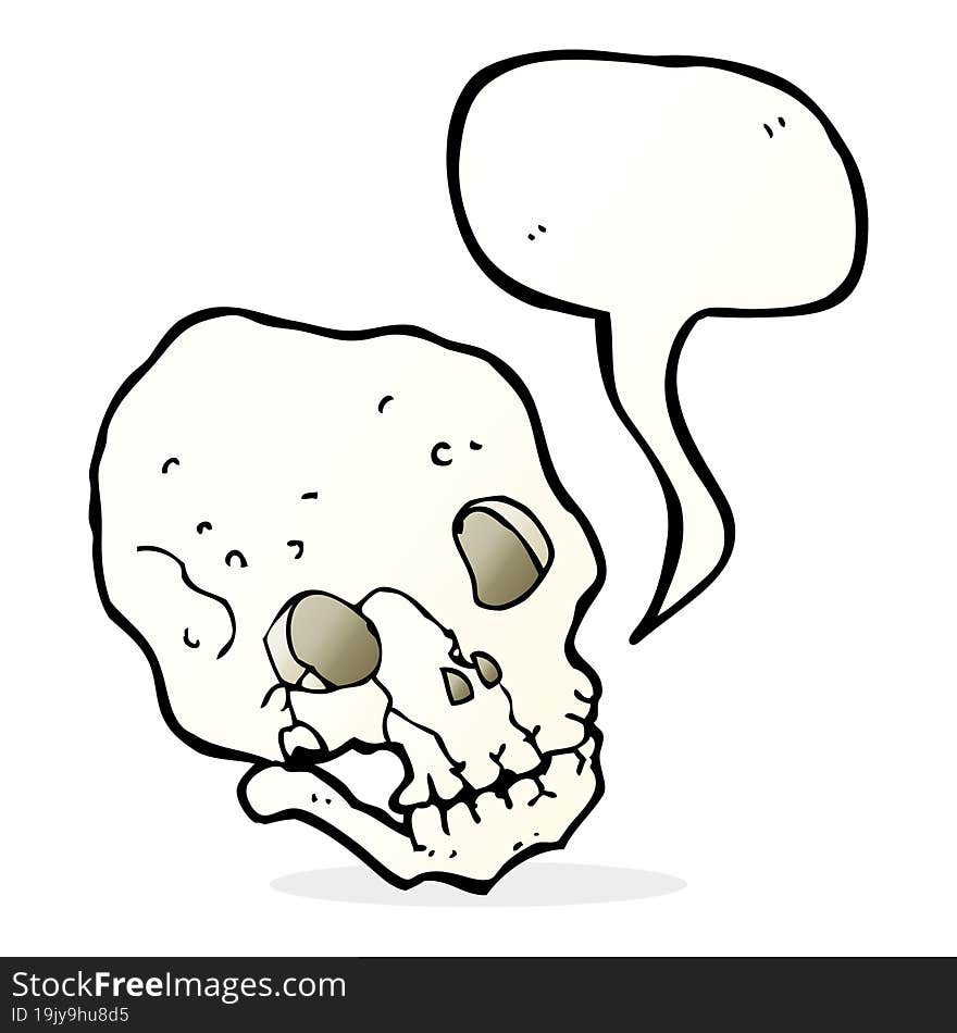 cartoon spooky skull with speech bubble