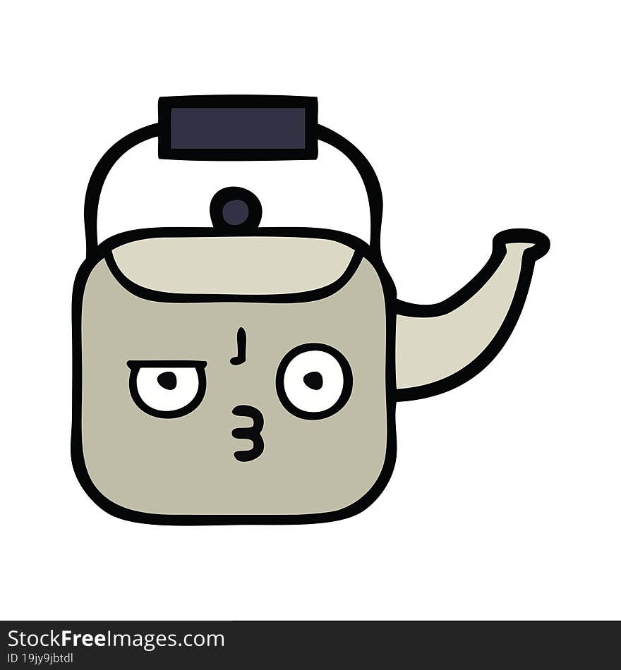 cute cartoon of a kettle. cute cartoon of a kettle