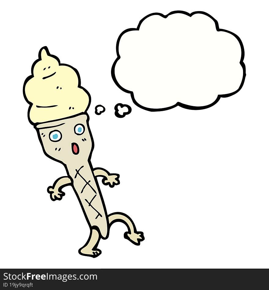 cartoon ice cream with thought bubble