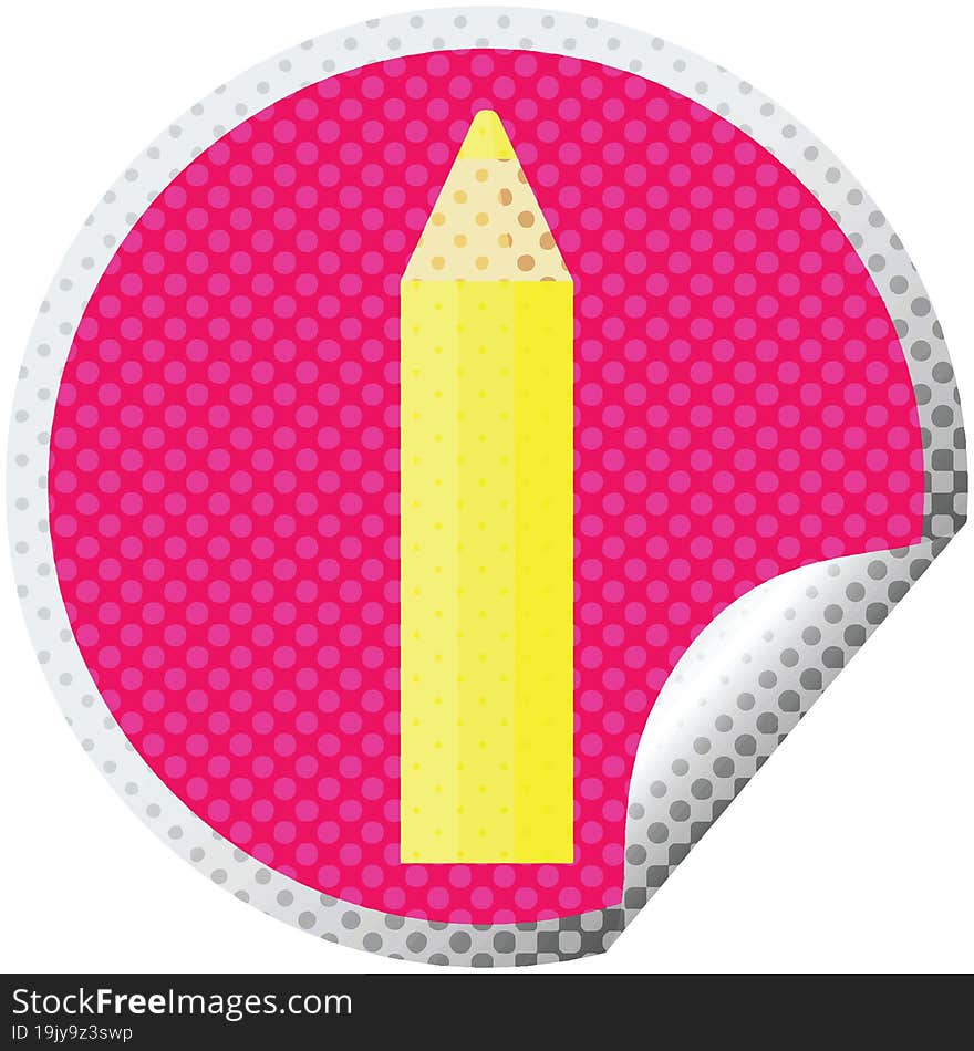 yellow coloring pencil graphic vector illustration circular sticker. yellow coloring pencil graphic vector illustration circular sticker