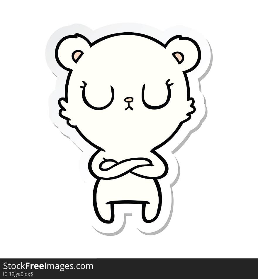 sticker of a peaceful cartoon polar bear