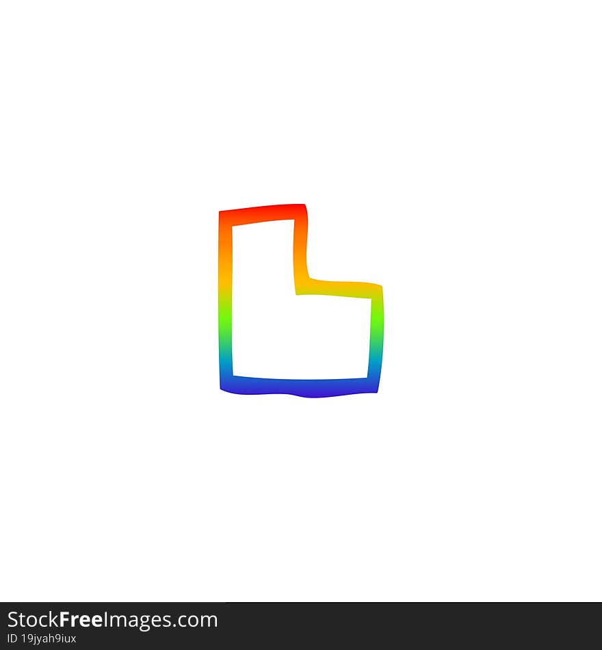 rainbow gradient line drawing of a cartoon letter l