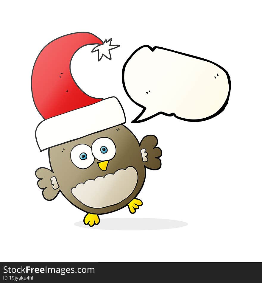 speech bubble cartoon little christmas owl