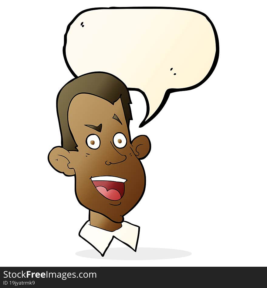 cartoon male face with speech bubble