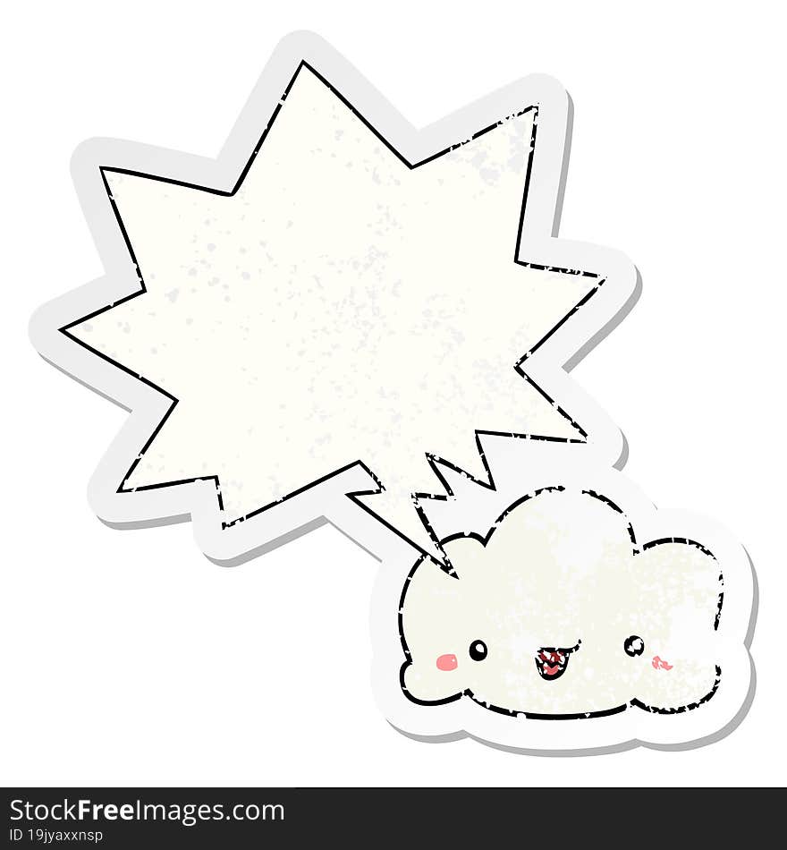 cartoon cloud and speech bubble distressed sticker