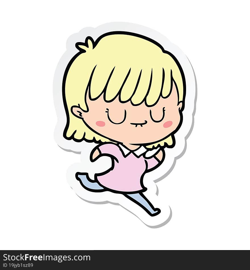 Sticker Of A Cartoon Woman