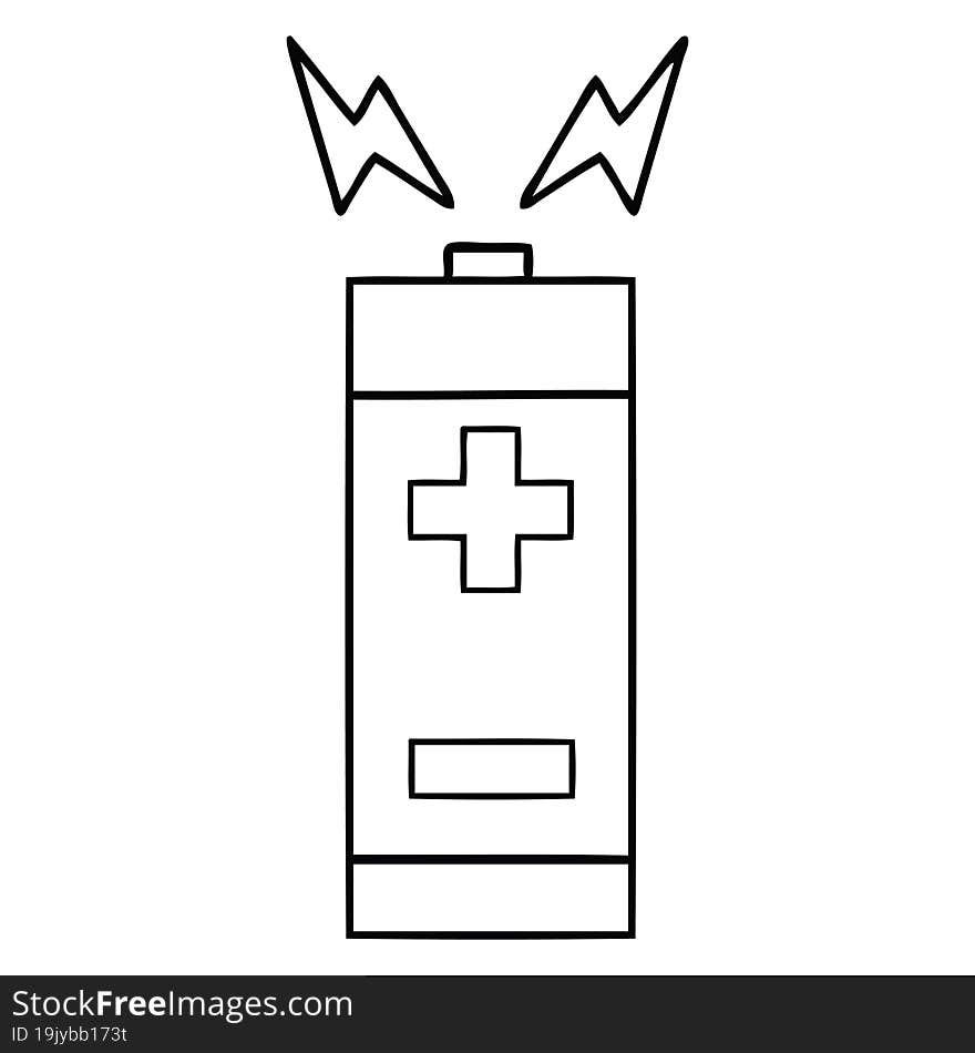 Line Drawing Cartoon Battery