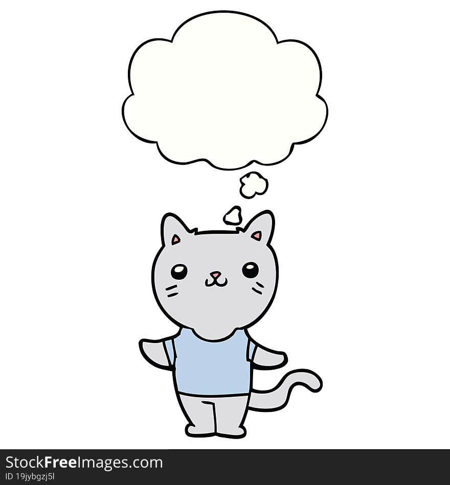 Cartoon Cat And Thought Bubble