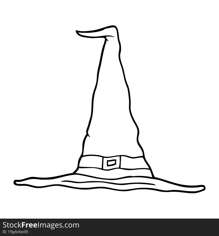 Line Drawing Cartoon Witch Hat