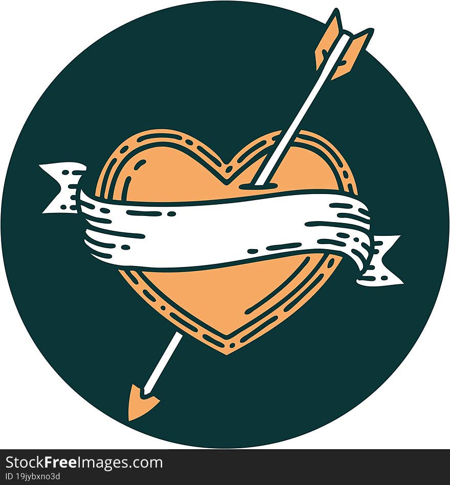 Tattoo Style Icon Of An Arrow Heart And Banner